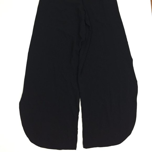 NWT ZARA Black Cut Out Wide Rounded Leg Hem Pull On Soft Pants - Picture 10 of 12